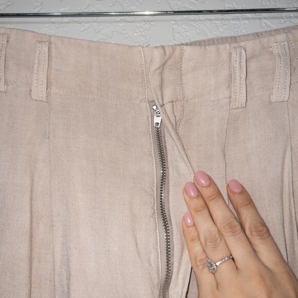 Free People Neutral Beige‎ Calla Pleated Trousers Size 10 - Picture 3 of 9